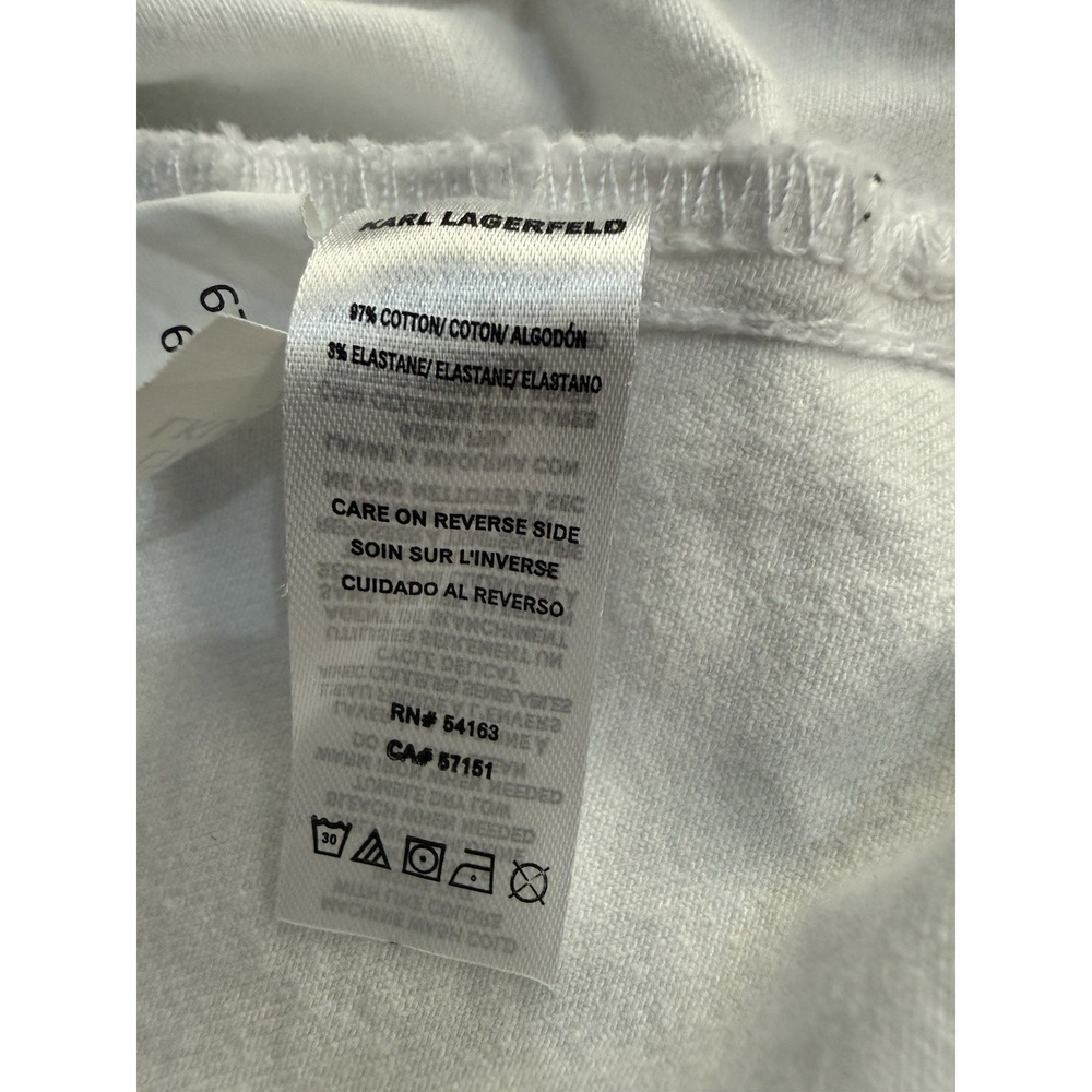 KARL LAGERFELD PARIS Ruffled Denim Jacket White Women's Medium Stretch - Picture 9 of 15
